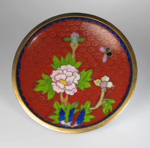 Cloisonne teller schale rot - cloisonne,