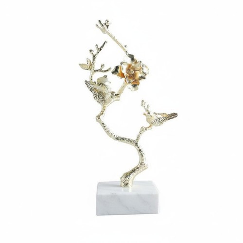 Metallblume mit marmorsockel - metallblume,