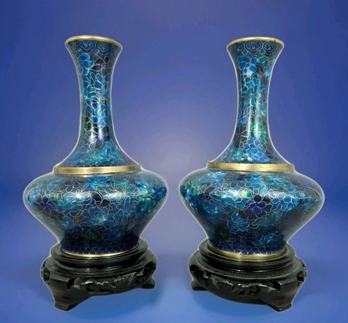 A1580 paar cloisonne - cloisonne, vasen