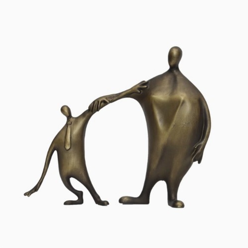 Metallfigur mit vater und kind - und,